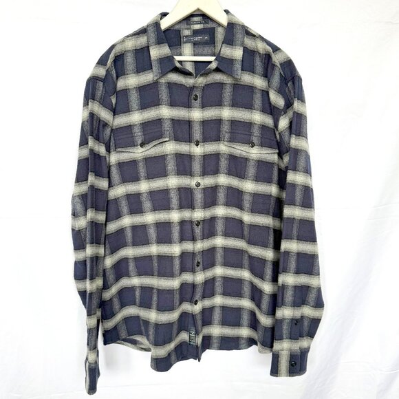 Lucky Brand Navy Flannel Plaid Button Shirt - Picture 1 of 5